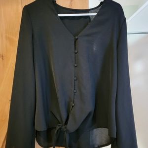 Bell Sleeve Tie Front Blouse- size medium